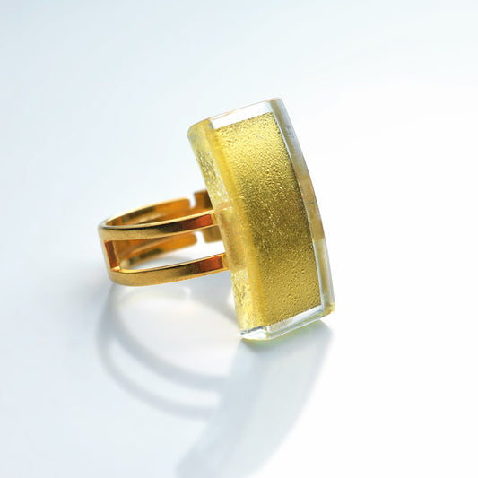 Rectangular Shaped Ring (Gold-in-Glass)