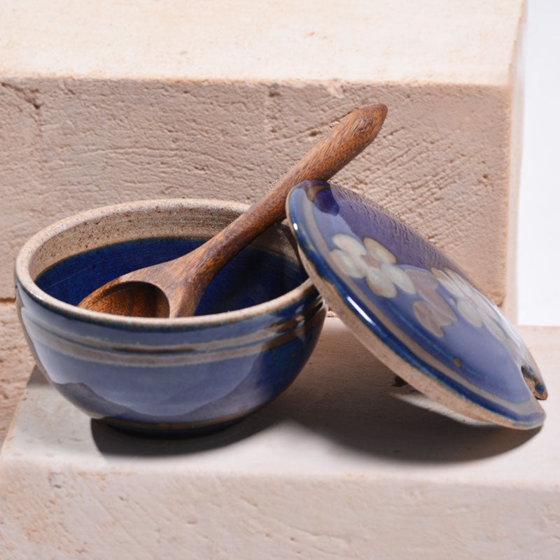 Sugar or Salt Pot With Teak-wood Spoon