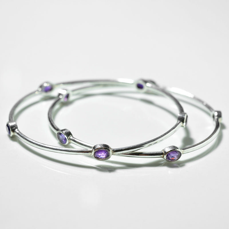 Amethyst Silver Bangle