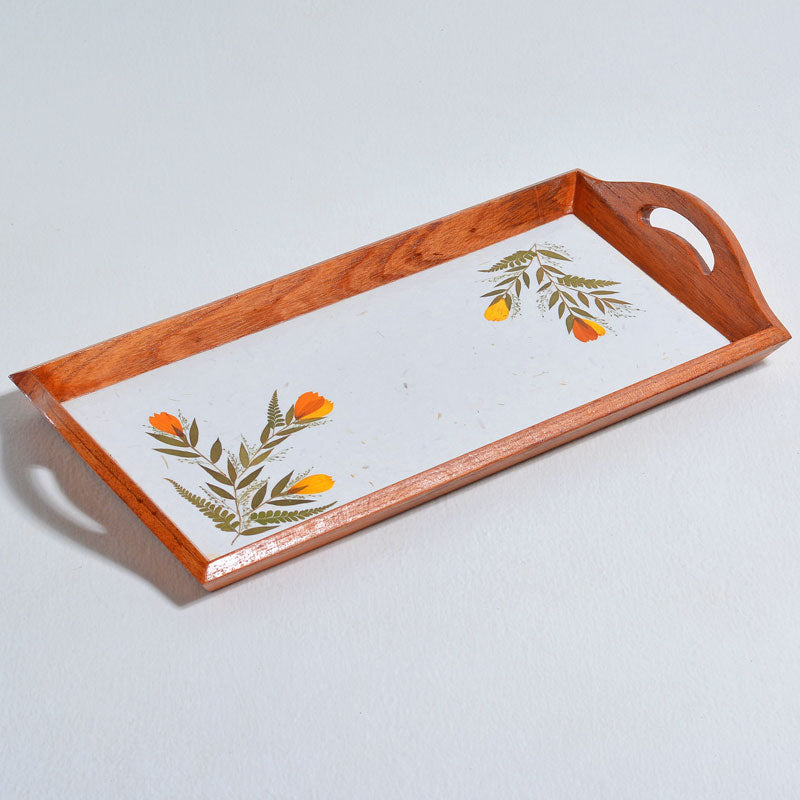 Tray with Handles - Cosmos Flower with Bamboo Grass