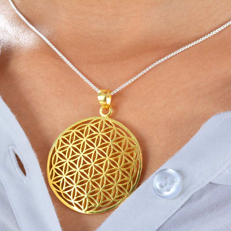 Flower of Life Gold Plated Silver Pendant