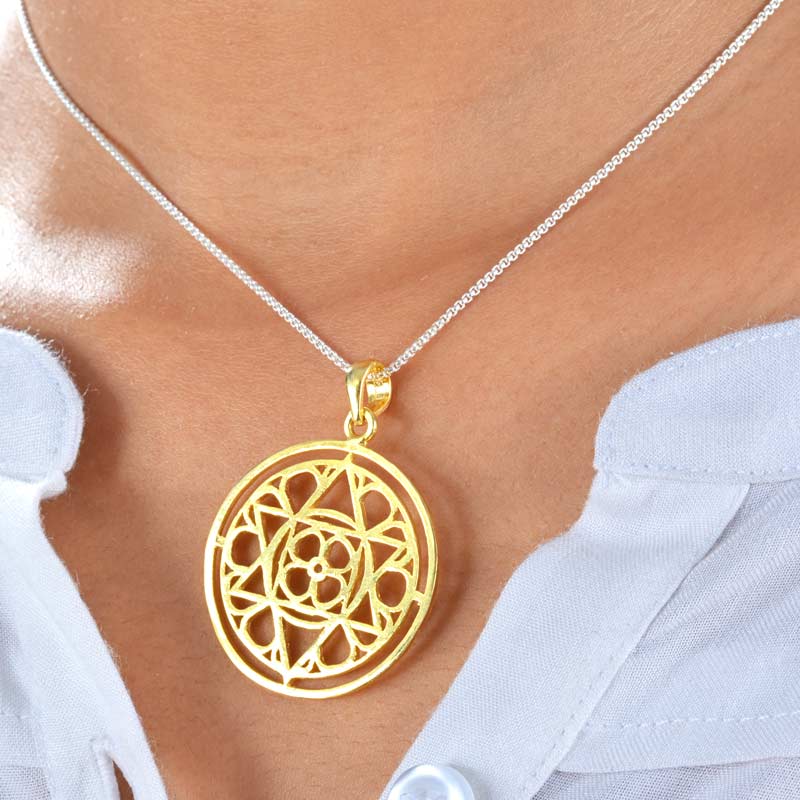 Mother and Sri Aurobindo Symbol Gold Plated Silver Pendant