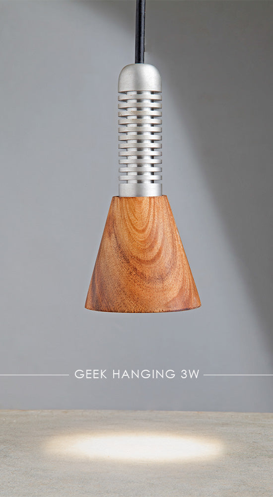 Geek Wood and Metal Hanging Lamp