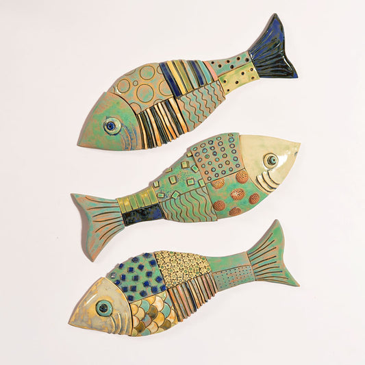 The 3 Fishes ceramic mural - Set of 3