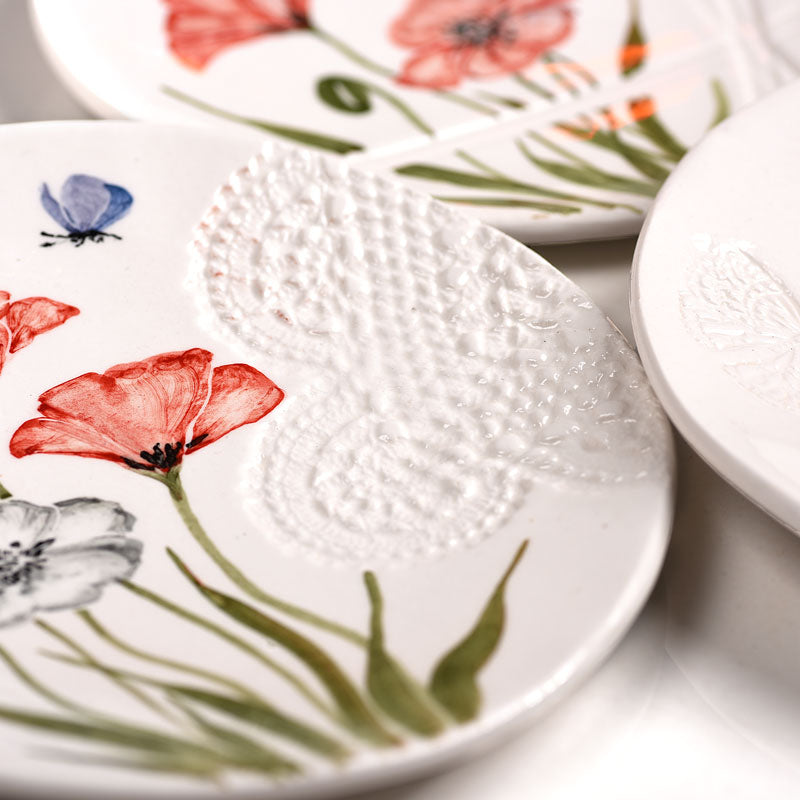 Anna's Poppy wall plate - set of 3