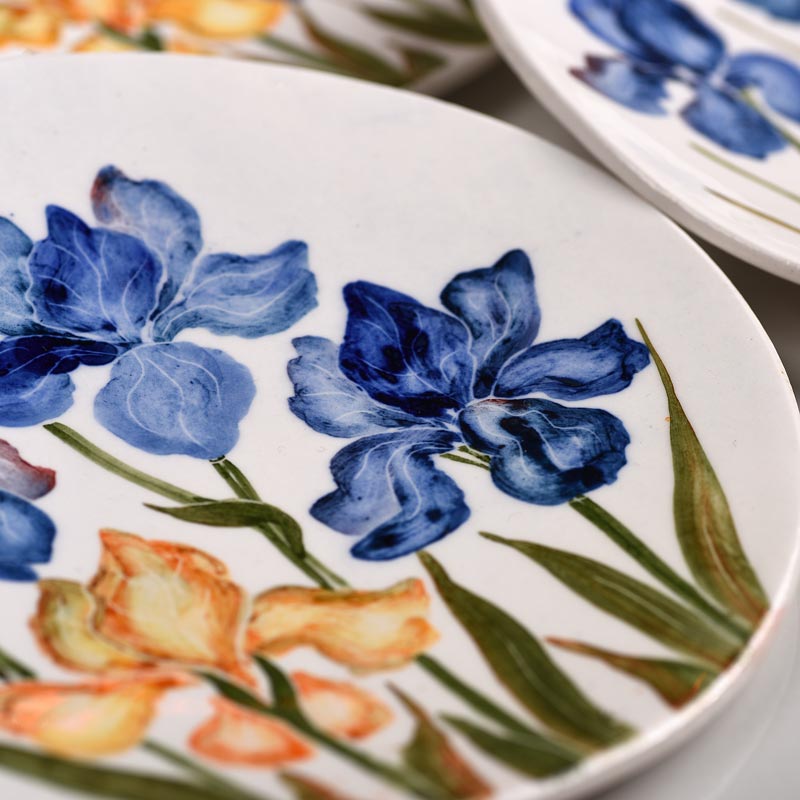 Anna's Blue and Yellow Iris wall plate - set of 3