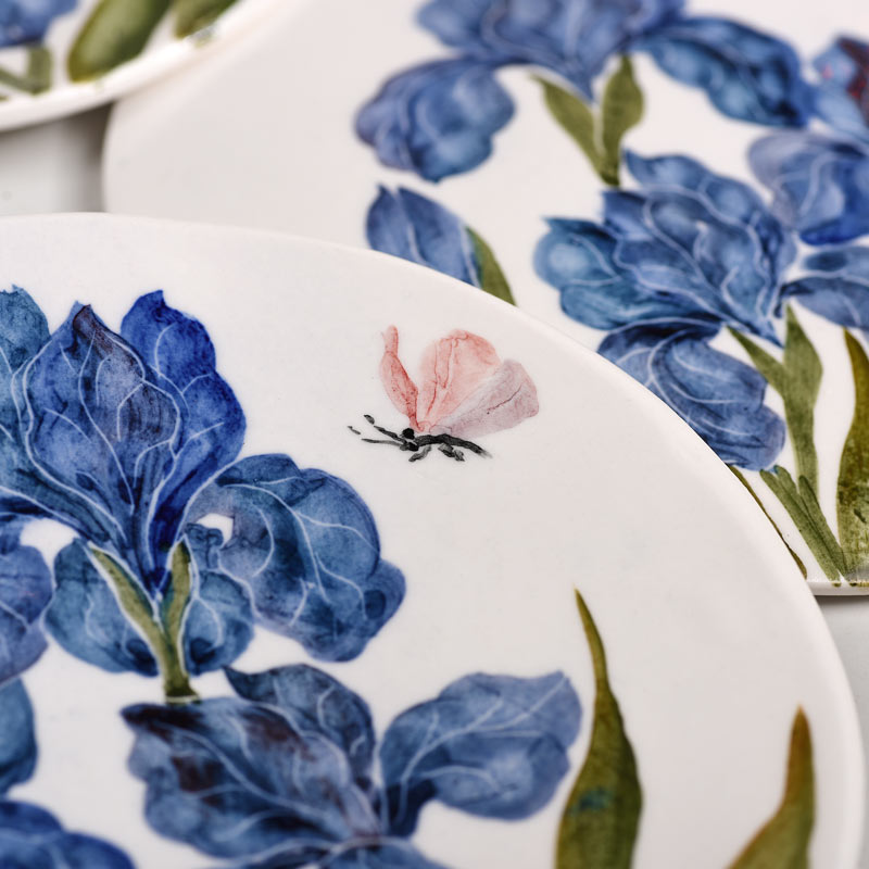 Anna's Iris with Butterfly wall plate - Set of 5