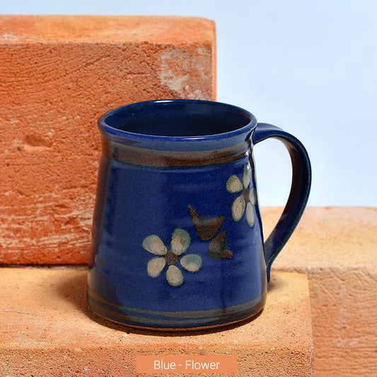 Blue Latte Cup - Flowers