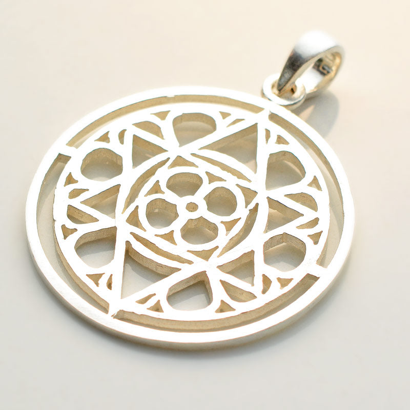 Mother and Sri Aurobindo Symbol Silver Pendant