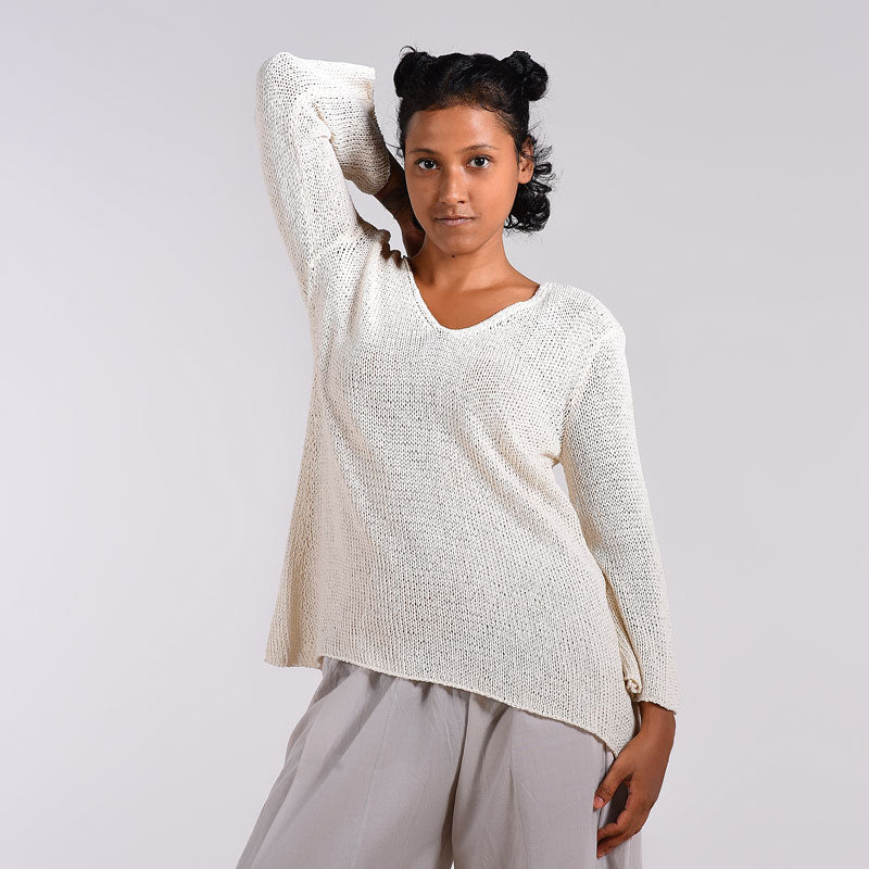 Flirty Organic Cotton Hand Knit Top