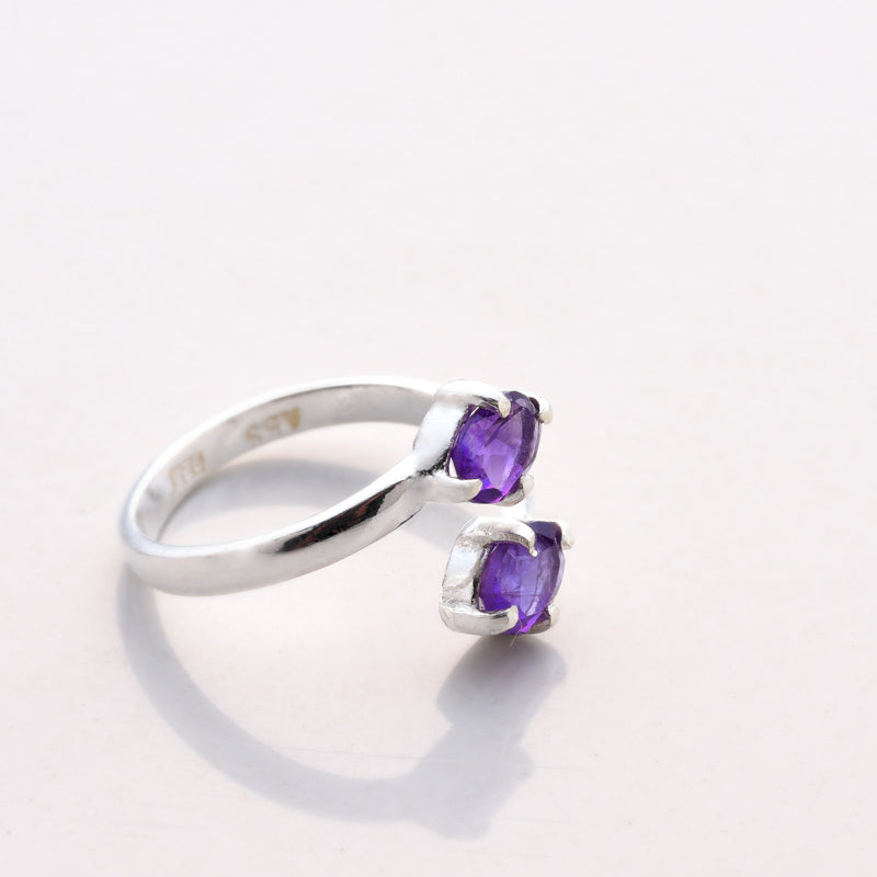 Twin stoned ring-Amethyst