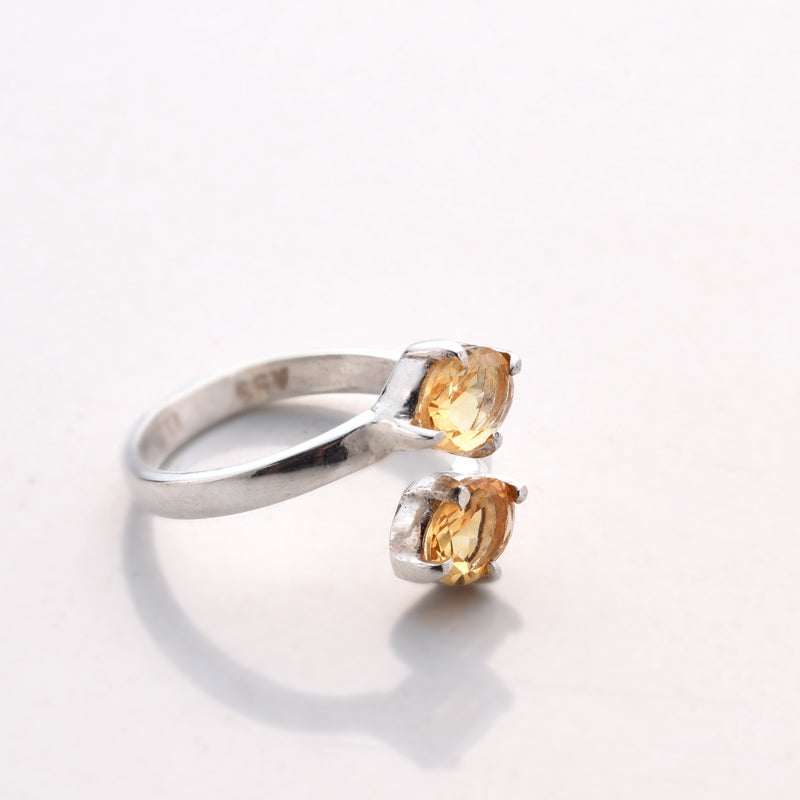 Twin stoned ring-Gold Topaz